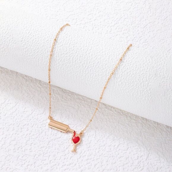 Red Wine Dripping Bottle Necklace - Picture 2 of 5